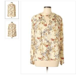 Wayf Long sleeves floral tan top size M NWOT